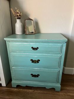 Teal refurbished real wood dresser