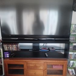 73"MITSUBISHI 1080P DIGITAL LASER PROJECTION TV WITH MATCHING STAND AND ROKU STREAMING STICK $300 FINAL PRICE 