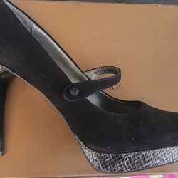 Audrey Brooke Black Suade Heels