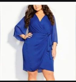 City Chic Blue Wrap Dress- Size M/18 or 2XL