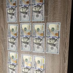 Ten 100 Dollar Bills Serial Number From 20 To 29