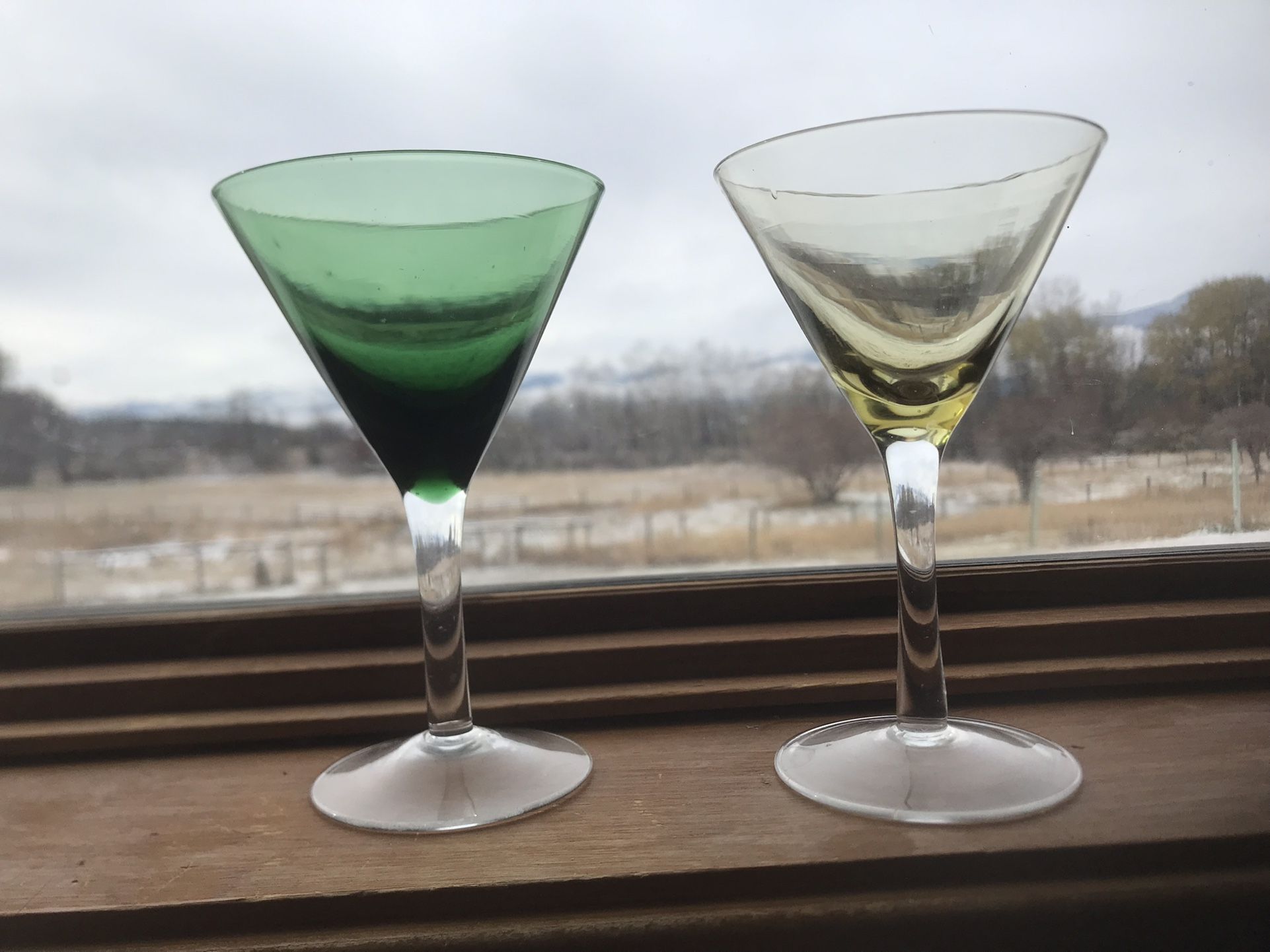 Green And Yellow Martini Glasses