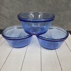 Anchor Hocking Cobalt Blue Custard Cups - Set of 3