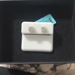 Round Brilliant Moissanite Stud Earrings VVS D Color 925 Sterling Silver