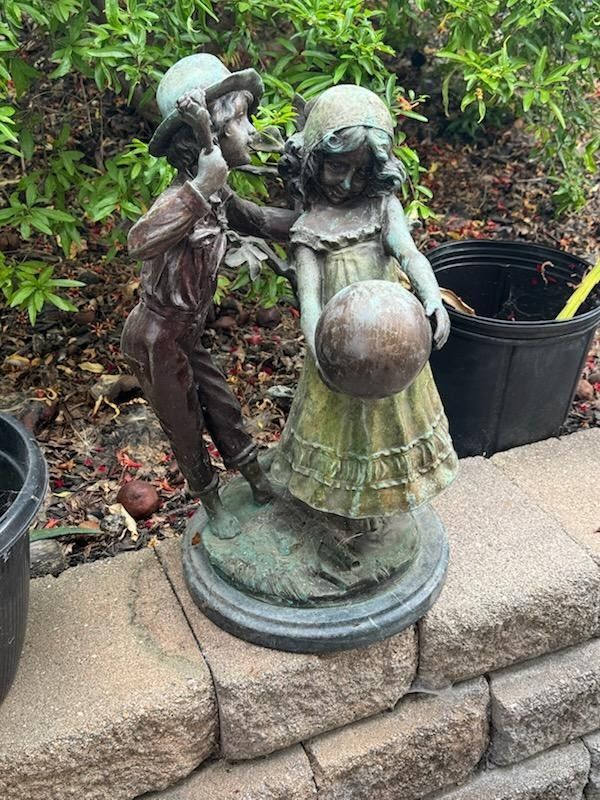 Auguste Moreau Bronze Statue - Boy and Girl with a Ball