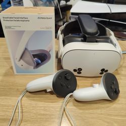Meta Quest 3S With Comfort Head Strap, Silicon Faceplate, Computer Link Cable, Controllers 