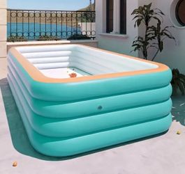 Very Large 118 Inch 4-Layer, Inflatable Swimming Pool - Thickened Foldable Family Pool for Backyard, Garden, Patio - No Electricity Needed