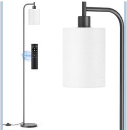 Floor Lamp with Linen Shade, Dimmable Tall Standing Lamp with Remote Control & 3 Color Temperatures, Modern Floor Lamps for Living Room Bedroom Office