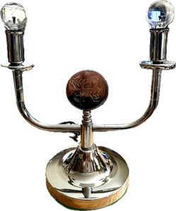 Silverplated Shabbat Electric Candlestick Holder. "Shabbat" in Hebrew on Top