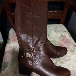 LEATHER BROWN FLAT SHOES 