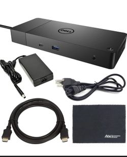 Dell WD19 130W Docking Station 5H8CR (with 90W Power Delivery) USB-C, HDMI, Dual DisplayPort, Black + AOM Starter Bundle