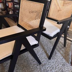 Rattan Linen Chairs (2)