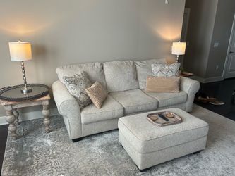 Sofa/ Ottoman/ 2 lamps and Rug