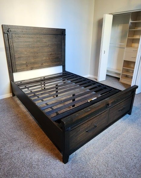 Queen Bed Frame With Storage (Mattress Not Available)