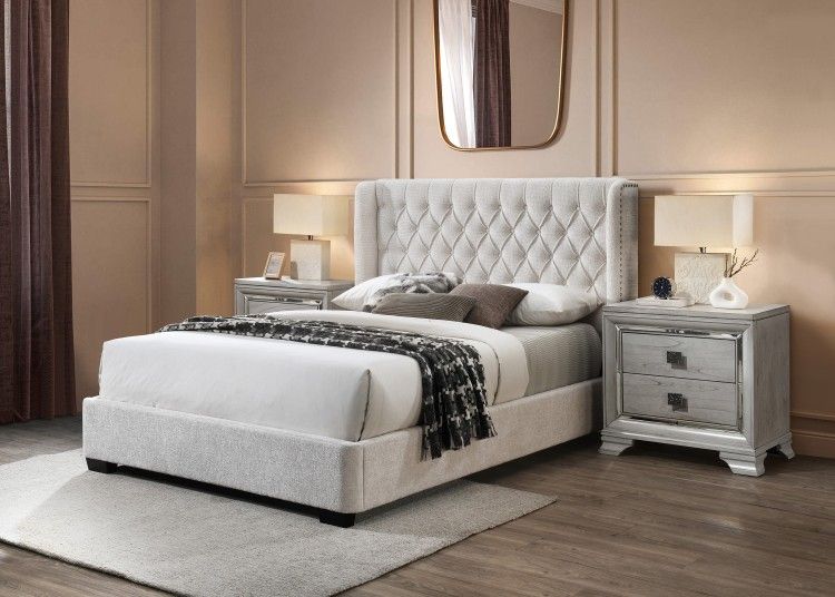 Upholstery Queen Size Bed Frame / Mattress Included 🔥 Cama Tapizada Queen Size / Colchon Incluido