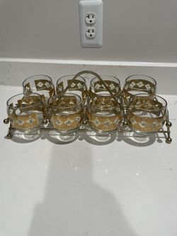 MCM - Culver Seville Roly Poly Glass Set  Green & 22K Culver Barware (8ct) 