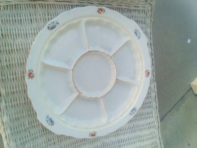 Relish Tray with Flowers Glass Glassware Antique Vintage Design