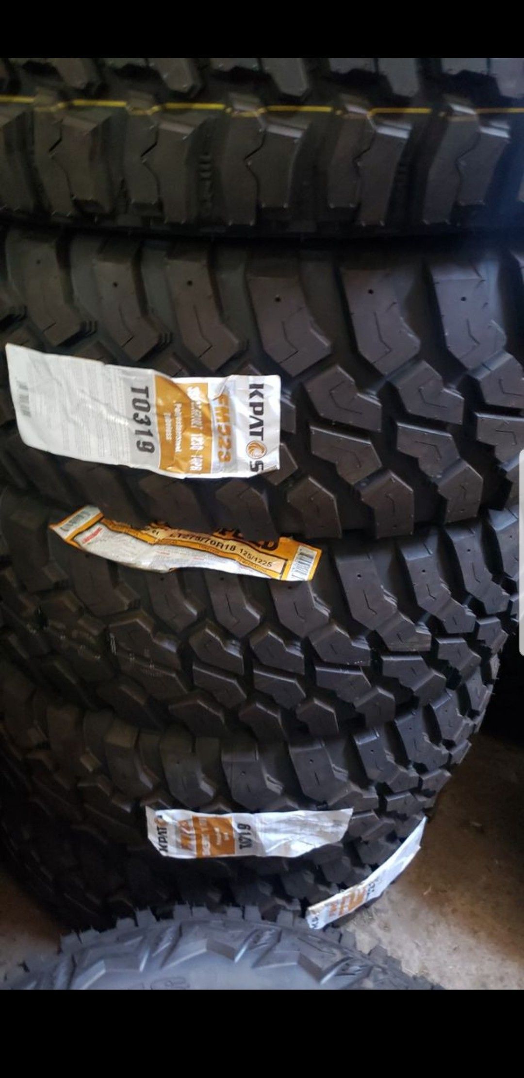 Brand New set of kpatos MUD terrain tires 35 1250 18 lt