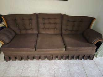 Vintage Brown Tufted 3-Seat Sofa