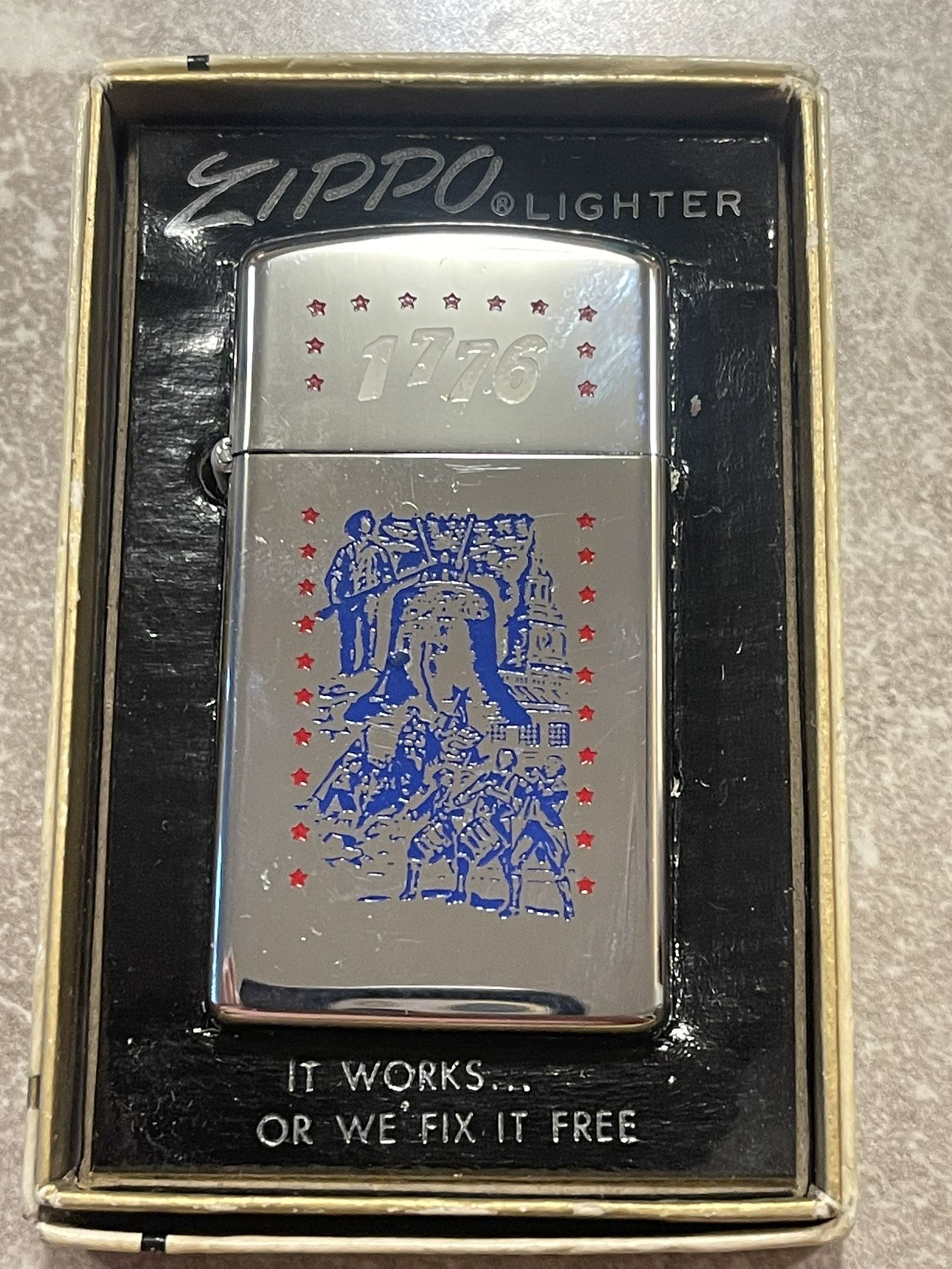 Vintage 1975 ~) Bicentennial 1776 Zippo Lighter w/ Period Box for 