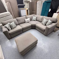 Pottery Barn Pearce Power Reclining Sectional + Ottoman - $5k New