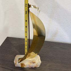 Vintage Large MCM John Demott Brass  & Copper Sailboat Sculpture on Onyx Base