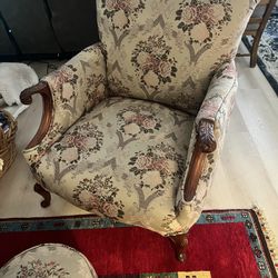Low Sitting Antique Chair With Ottoman
