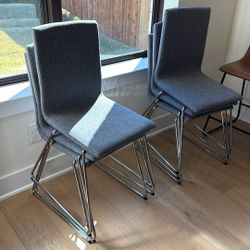 Set Of 6 Gray Cloth Chairs