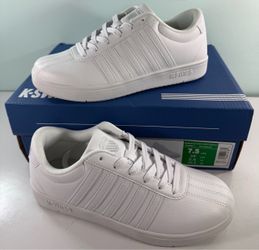 New K-Swiss Women's Court Sneaker White Lightweight Synthetic Leather Athletic Shoes