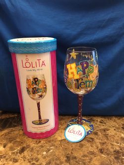 Happy retirement decorated wine glass