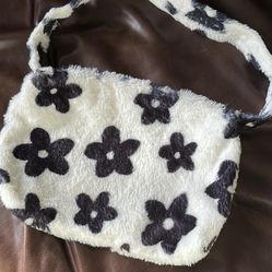 Plush Floral Fuzzy Shoulder Bag 