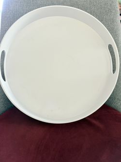 Never Use White Serving Round Tray Large Melamine Platter -15” Diameters x 2”