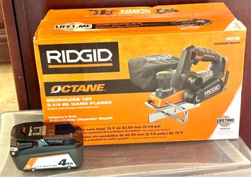 RIDGID Octane Brushless 18V 3-1/Cordless Hand Planer R8481B + 4ah Battery