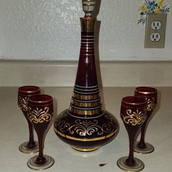 Vintage Absolutely Beautiful Bohemian Decanter Set.