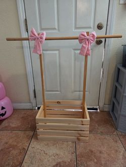 DIY Kids Wooden Clothing Rack with Storage Crate