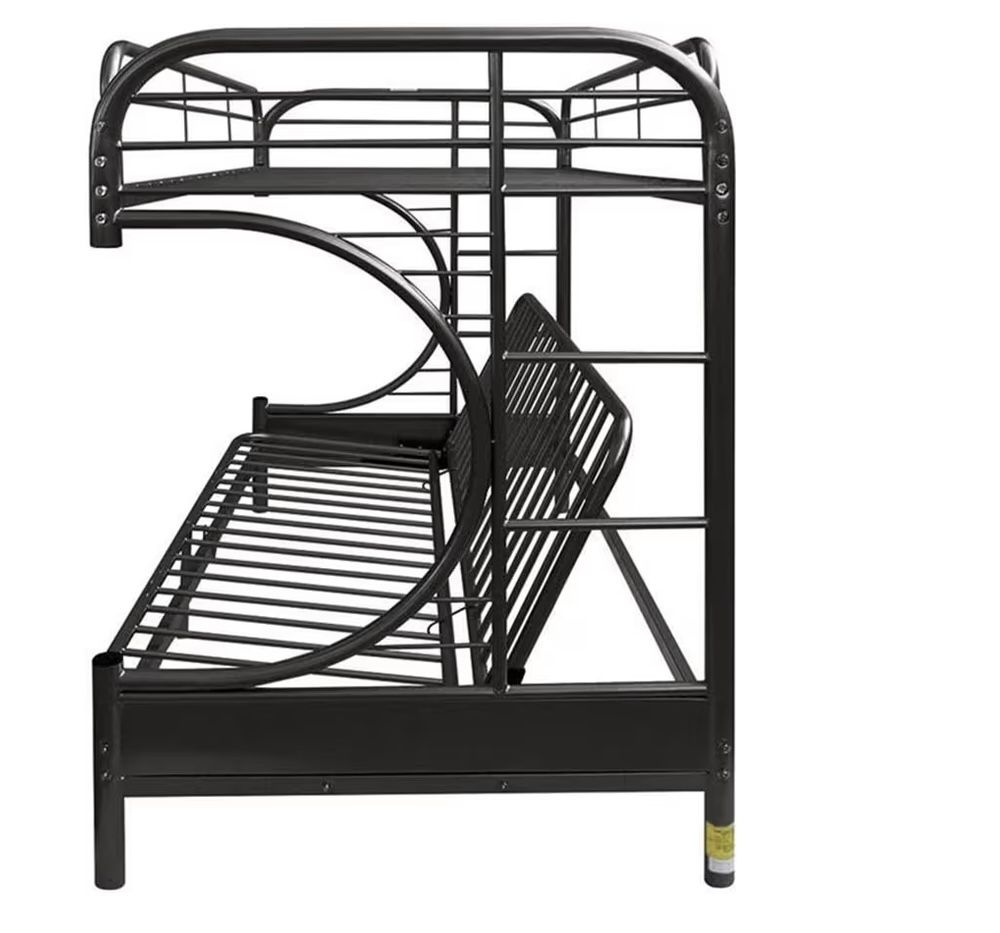 Acme Furniture Eclipse - Metal Futon Bunk Bed, Single over Double, Black