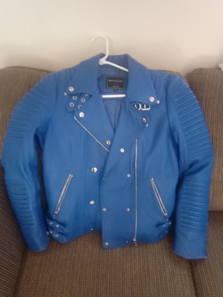 Mason Cooper Designer Leather Jacket W/Cubs Patch