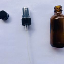 2oz Boston Round Amber Glass Bottle With Treatment Pump Or Cap