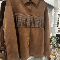 Beautiful New -   Size XL.   Gorgeous, Sweet Rain Contemporary Suede fringe jacket