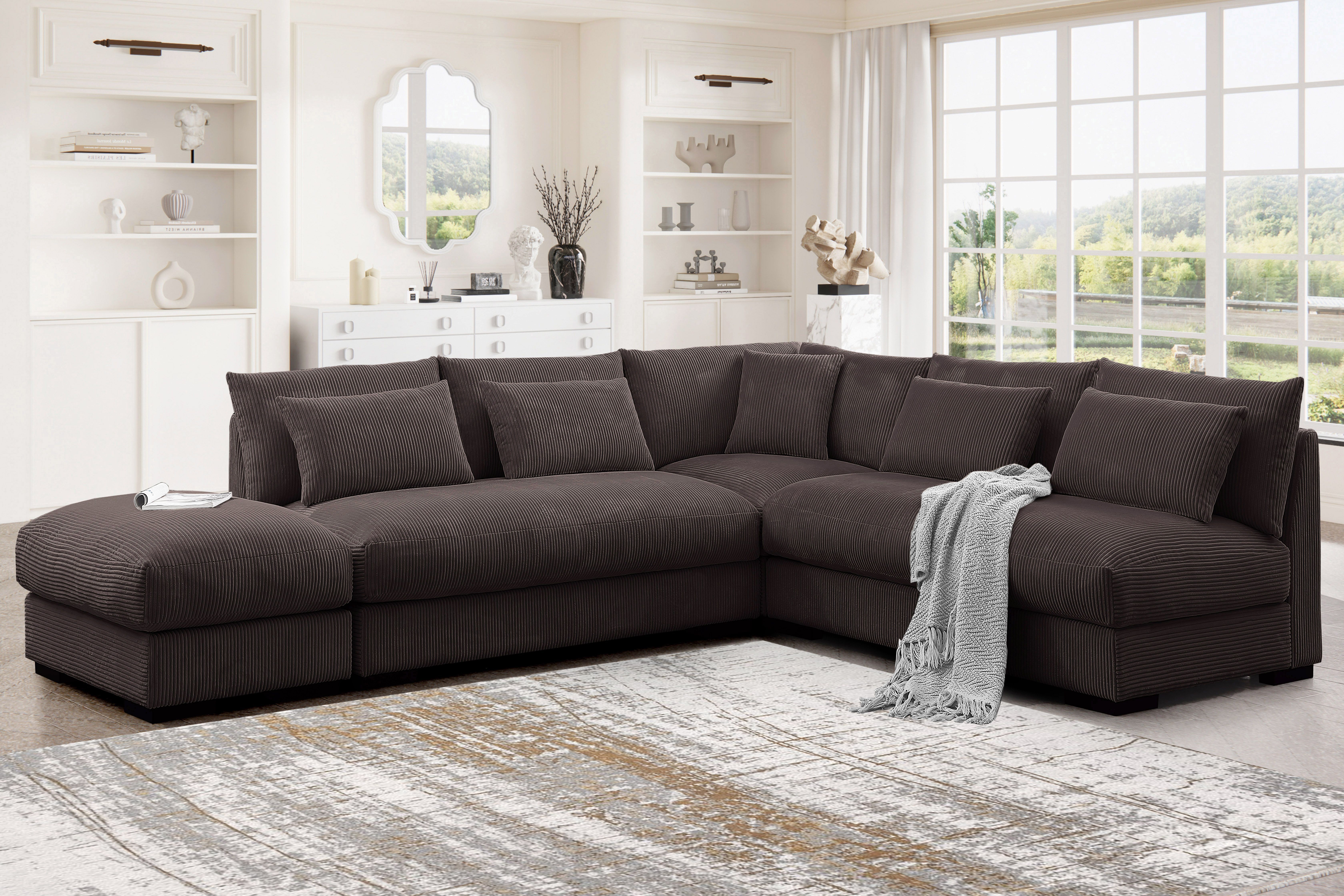 New! Ultra comfortable Dark Brown Sectional Sofa, Deep Seating Sectional Couch, Sofa, Large Couch For Living Room, Sectionals, Sofas, Soft Plush Secti