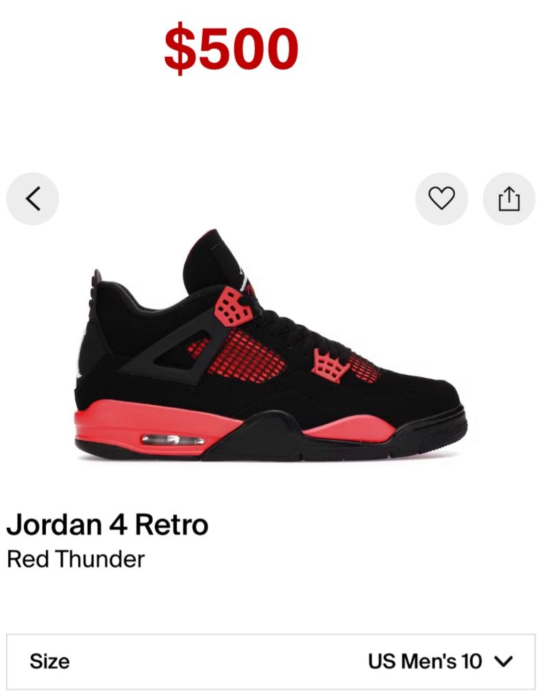 Jordan 4 Retro Red Thunder