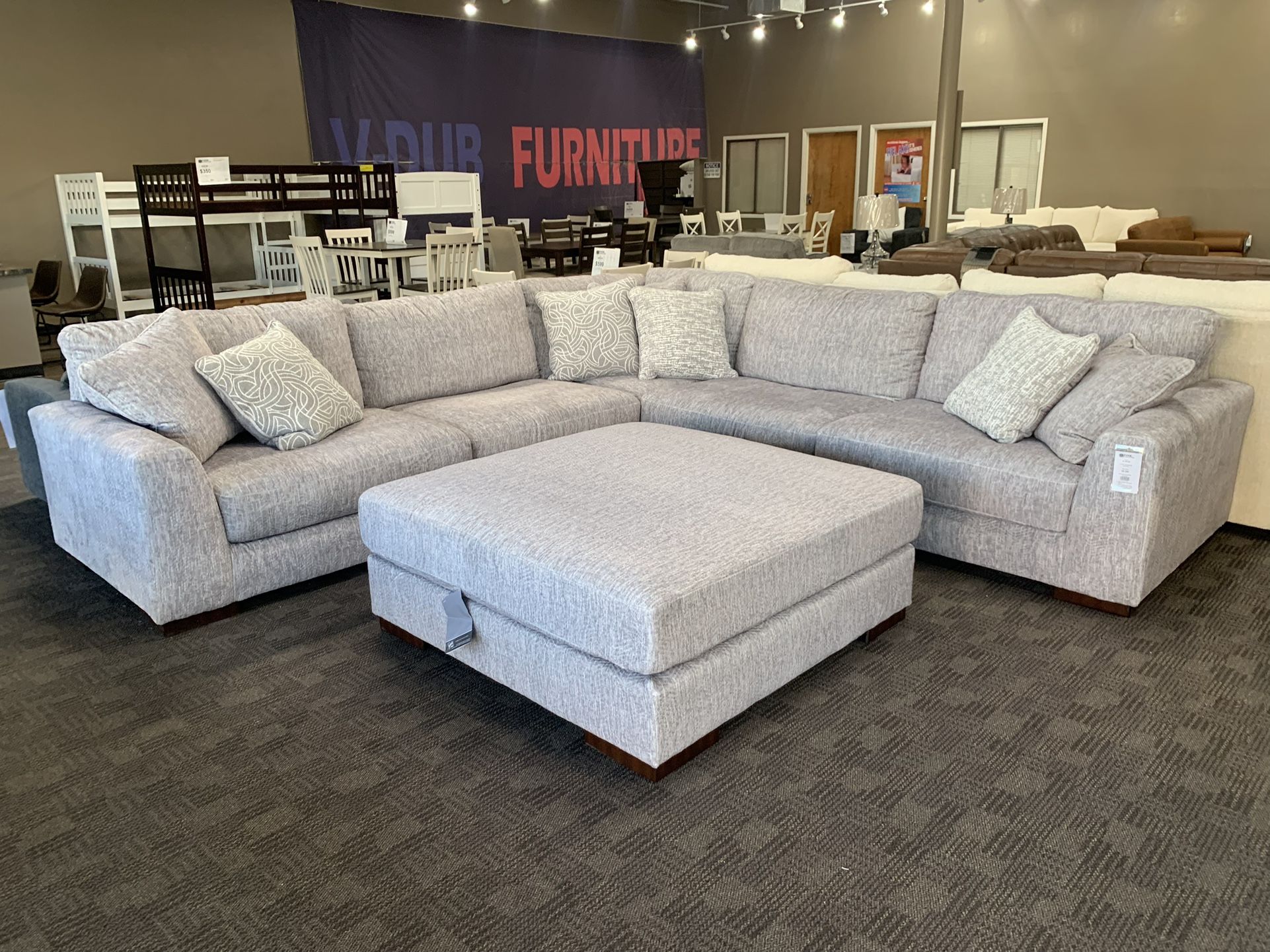 Big Grey Modular Sectional Couch 