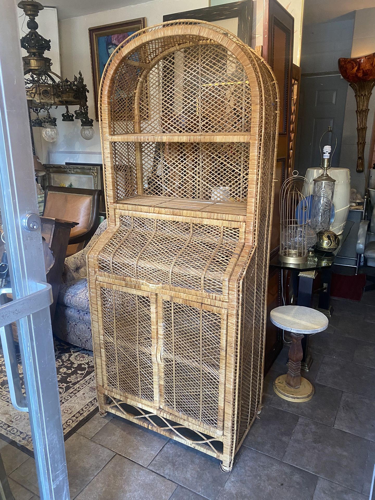 Wicker Vintage Shelf Cabinet