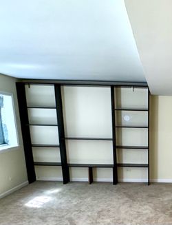 Modern Black Wall-Mounted Shelving Unit / Entertainment Center
