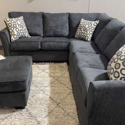 AP🎉 Slate Dawson 2 Piece Sectional Couch// Fast Delivery & Financing 