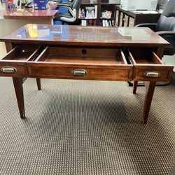 Wooden Desk With Glass Top