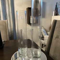 Glass Cylinder Vase 24 Inches For Weddings, Events Or Home Decor Set Of 3