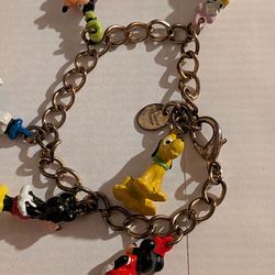 Disney Charming Bracelet with gold chain 90’s Original charms Women’s Sz 6.5-7”