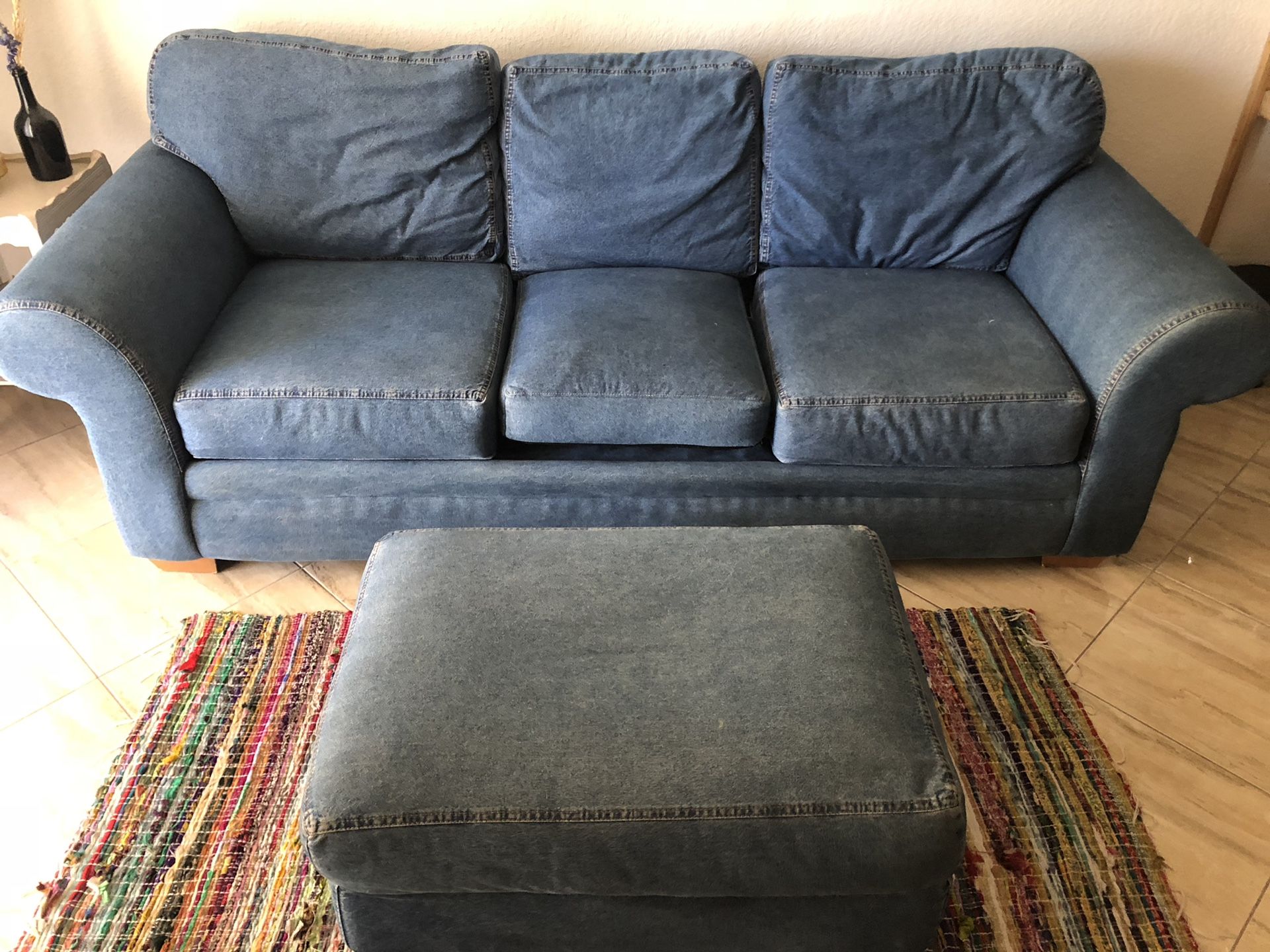 Denim Sofa & Ottoman