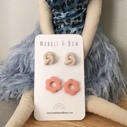 Marble &amp; Bow set of earrings 